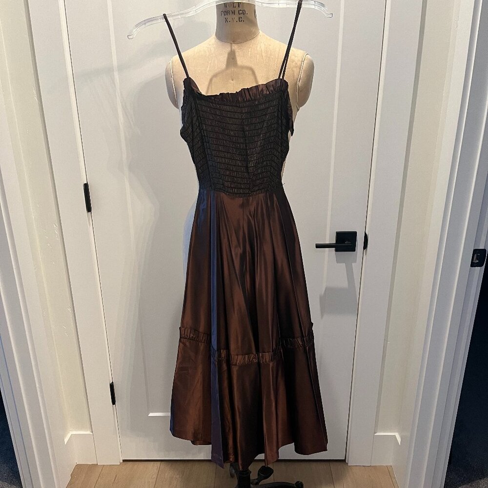 Vintage Ellen Kaye Satin Strap Dress with Scalloped Jacket